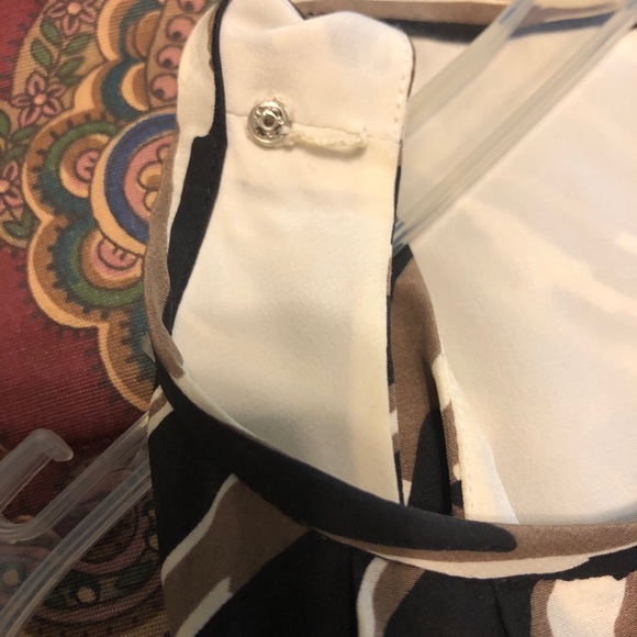 Ann Taylor 100% Silk Black Brown Pattern Sleveless Dress - Picture 7 of 9